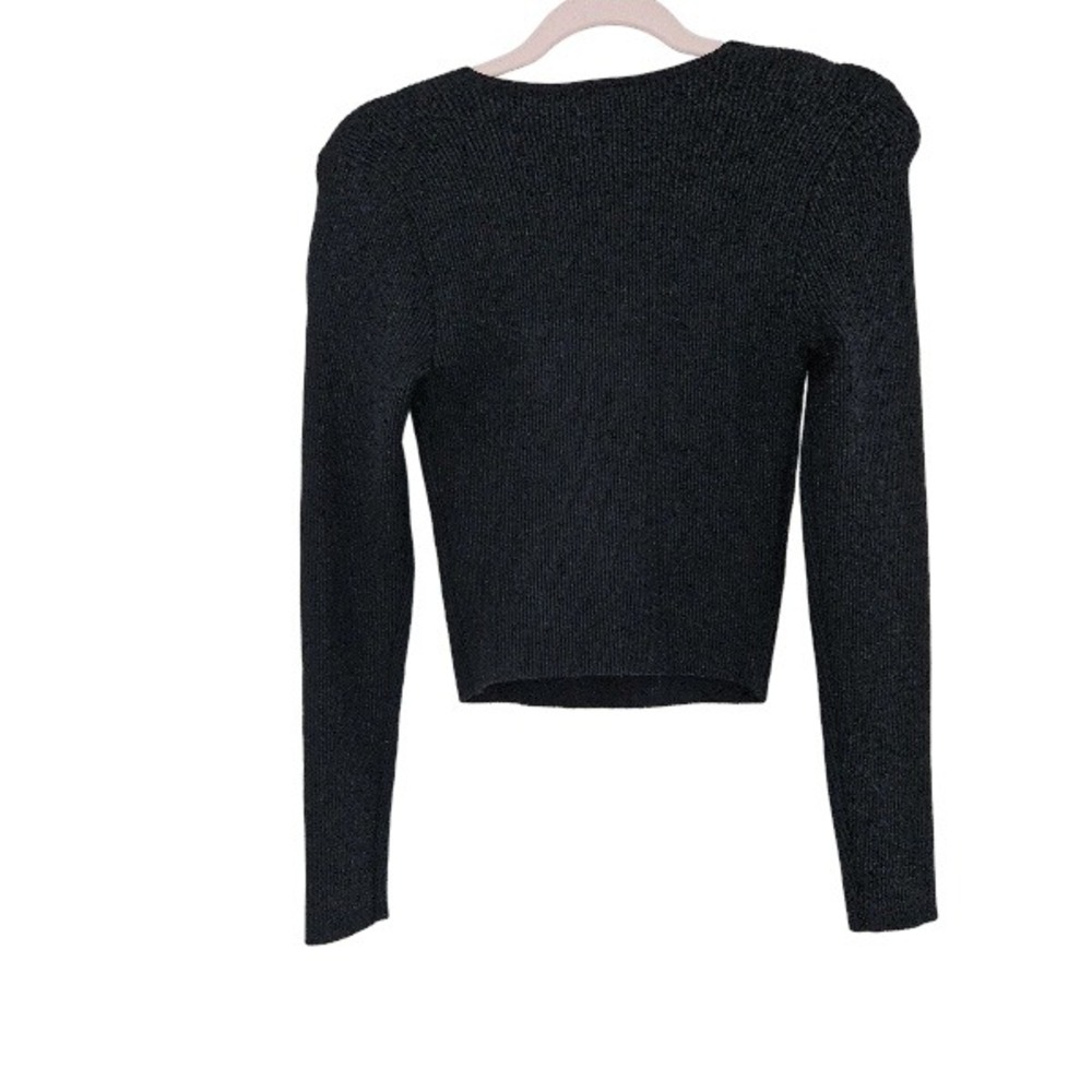 Abercrombie & Fitch Crop Pullover Sweater Black Ribbed Knit Long Sleeve Size S - Picture 6 of 6
